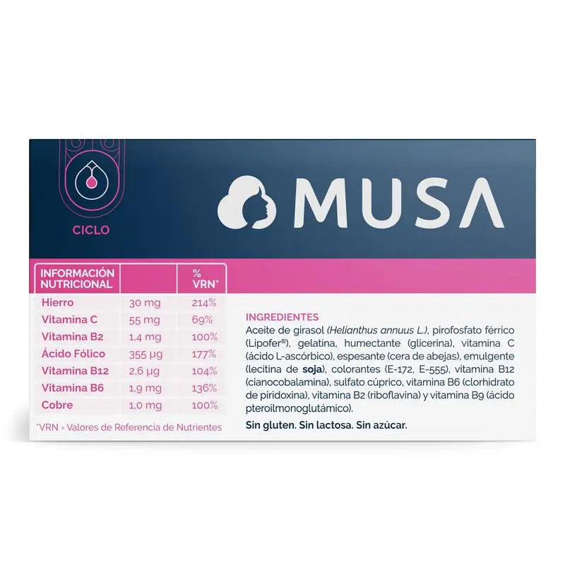 Musa Ferro Iron Food Supplement, 30 capsules