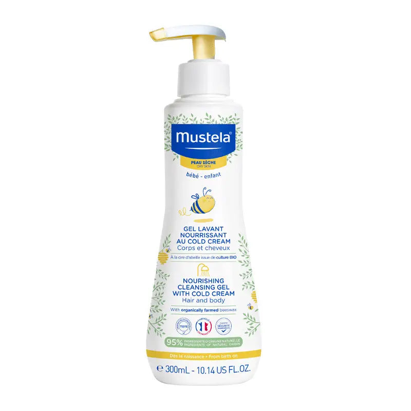 Mustela Gel de Baño Nutritivo Al Cold Cream con Cera de Abeja Bio, 300 ml