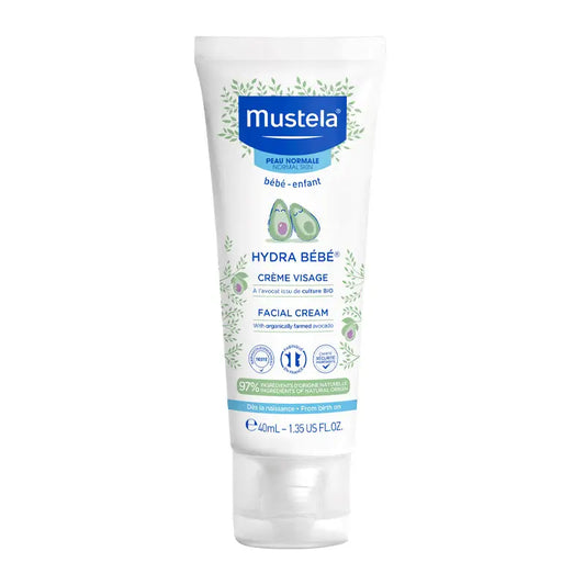 Mustela Hydra Bebé Crema Facial con Aguacate Bio, 40 ml