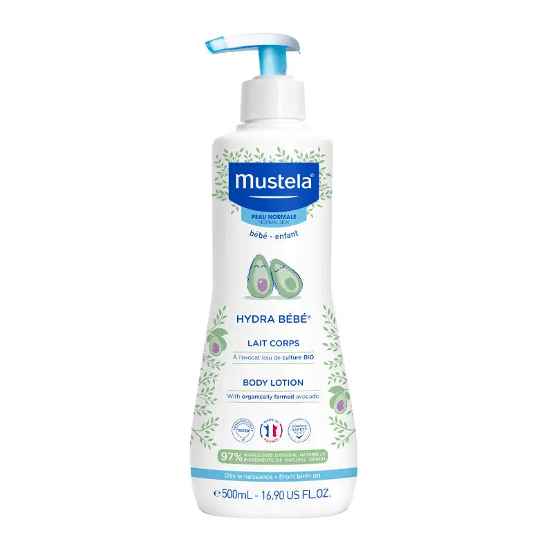 Mustela Hydra Bebé Leche Corporal con Aguacate Bio, 500 ml