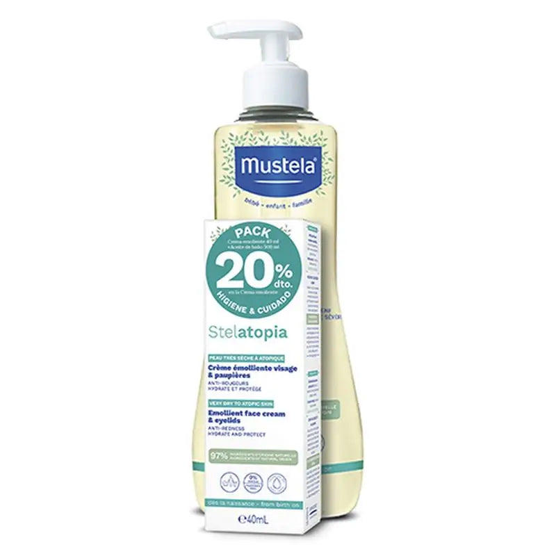 Mustela Hygiene & Care Pack Bath Oil 500 Ml + Emollient Cream 40 Ml