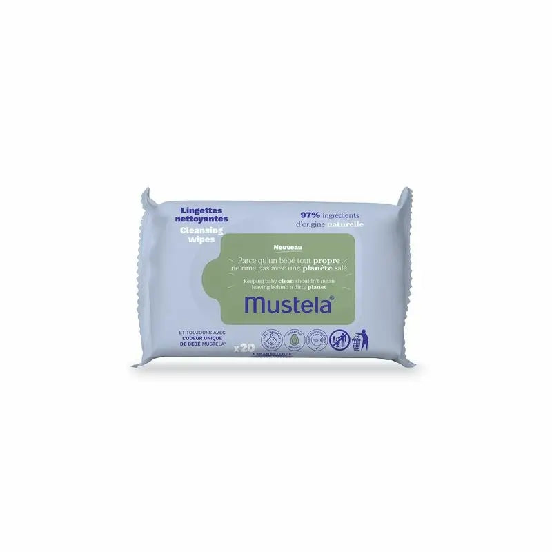 Mustela Cleansing Wipes with Avocado Bio, 20 units