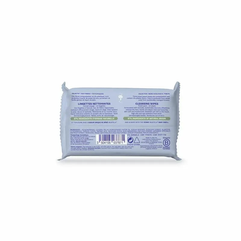 Mustela Cleansing Wipes with Avocado Bio, 20 units