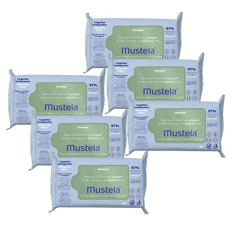 Mustela Cleansing Wipes with Avocado Bio , 6 x 60 units