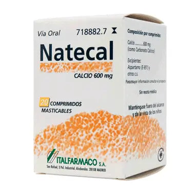 Natecal Calcio 600 mg 20 Comprimidos Masticables