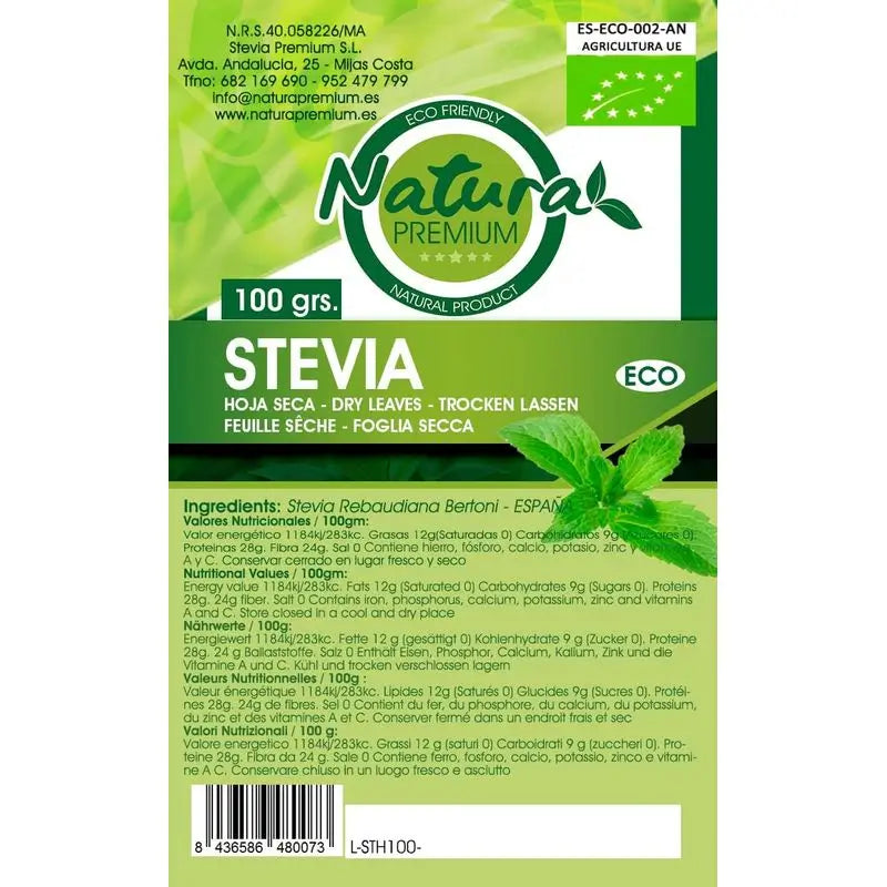 Natura Premium Stevia Dried Leaf Bio , 1000 g