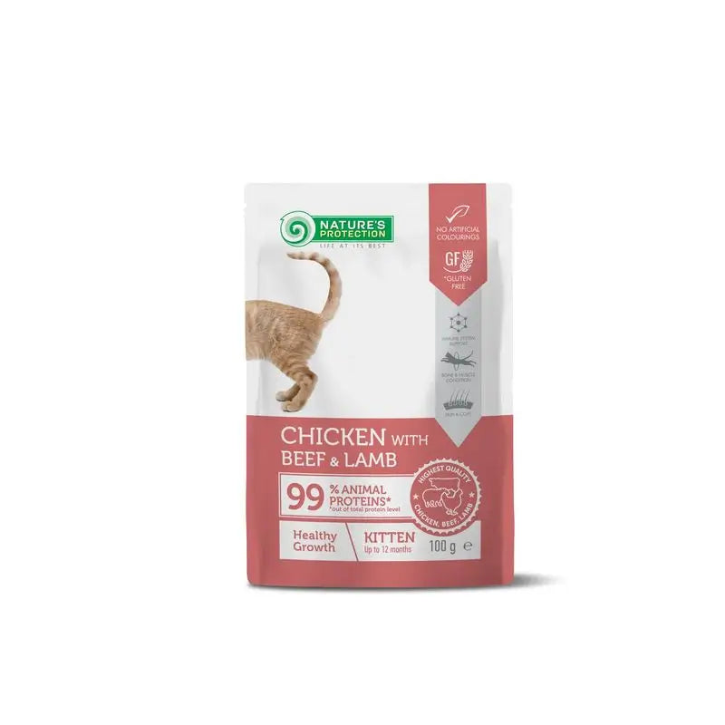 Natures P Gato Kitten Pollo Vacuno Cordero Pouch 100Gr