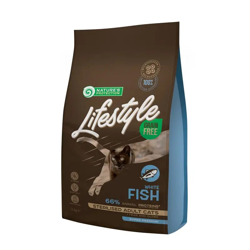 Natures Protection Lifestyle Grain Free For Sterilised Cats Fish White, 1,5Kg