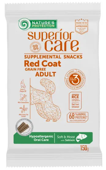 Natures Protection Superior Care Red Coat Snack Hypoallergenic Para Perros. Cuidado Bucal De Salmónn 150Gr