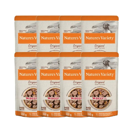 Nature'S Variety Canine Adult Original Pate Mini Buey, 8 x 150 g, comida húmeda para perros