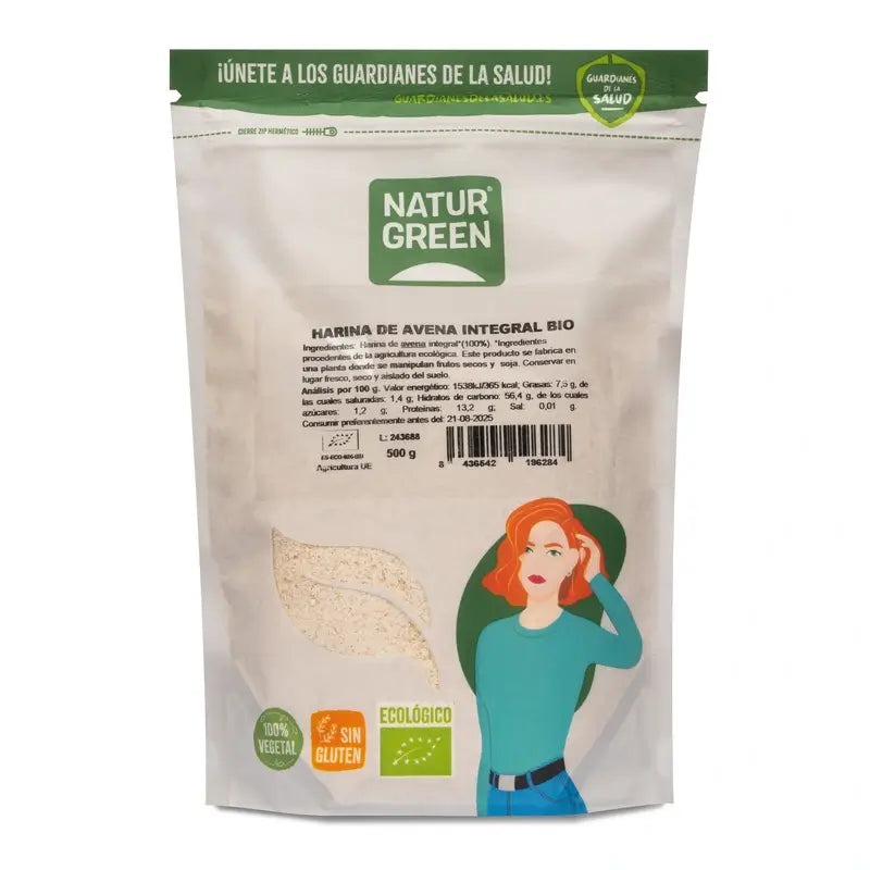 Naturgreen Wholemeal Oatmeal Gluten Free, 500 g