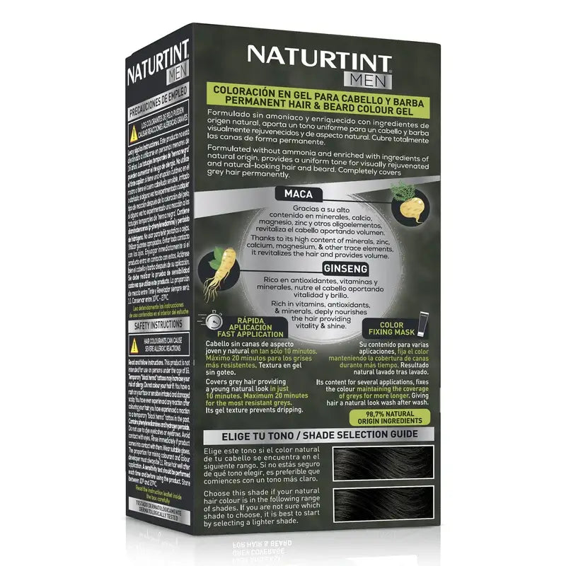 Naturtint Men Permanent Hair & Beard Colouring for Men, Ammonia Free 1N - Black