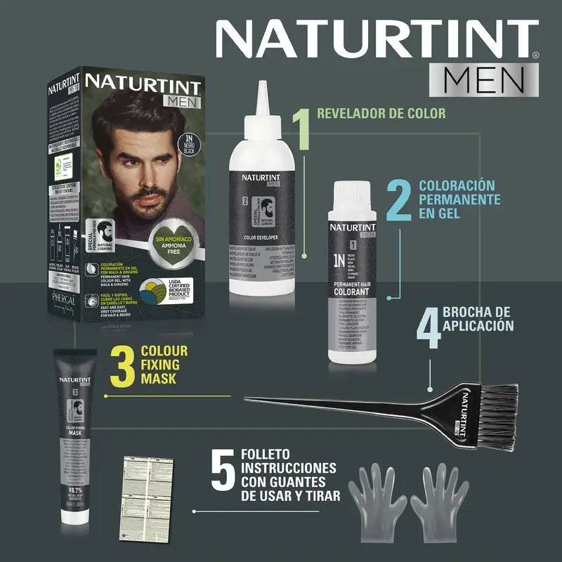 Naturtint Men Permanent Hair & Beard Colouring for Men 4N Ammonia Free - Natural Brown