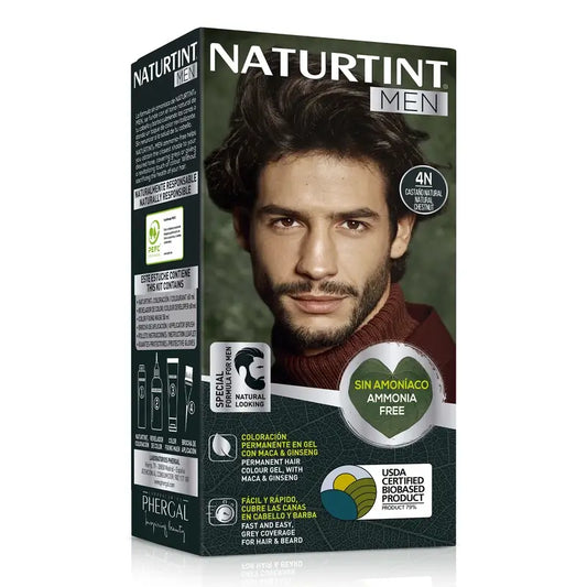 Naturtint Men Permanent Hair & Beard Colouring for Men 4N Ammonia Free - Natural Brown