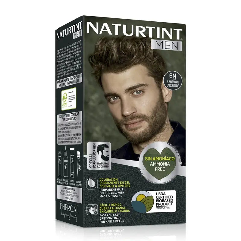 Naturtint Men Permanent Hair & Beard Colouring for Men, Ammonia Free 6N - Dark Blonde