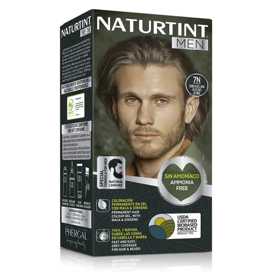 Naturtint Men Permanent Hair & Beard Colouring for Men Ammonia Free 7N - Hazelnut Blonde