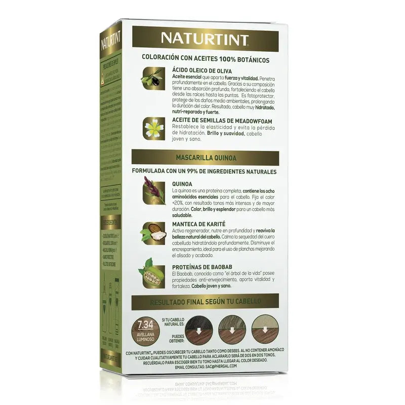 Naturtint Permanent Colouring Ammonia Free Dye 7.34 - Hazelnut Luminous