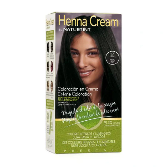 Naturtint Henna Cream Semi-Permanent Natural Colouring Ammonia Free Dyeing 1.0 Black