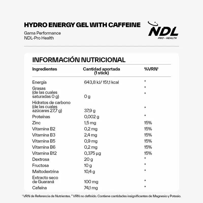 NDL Pro-Health Energy Gel with Caffeine Cola Flavour, Pack 12x60 grams