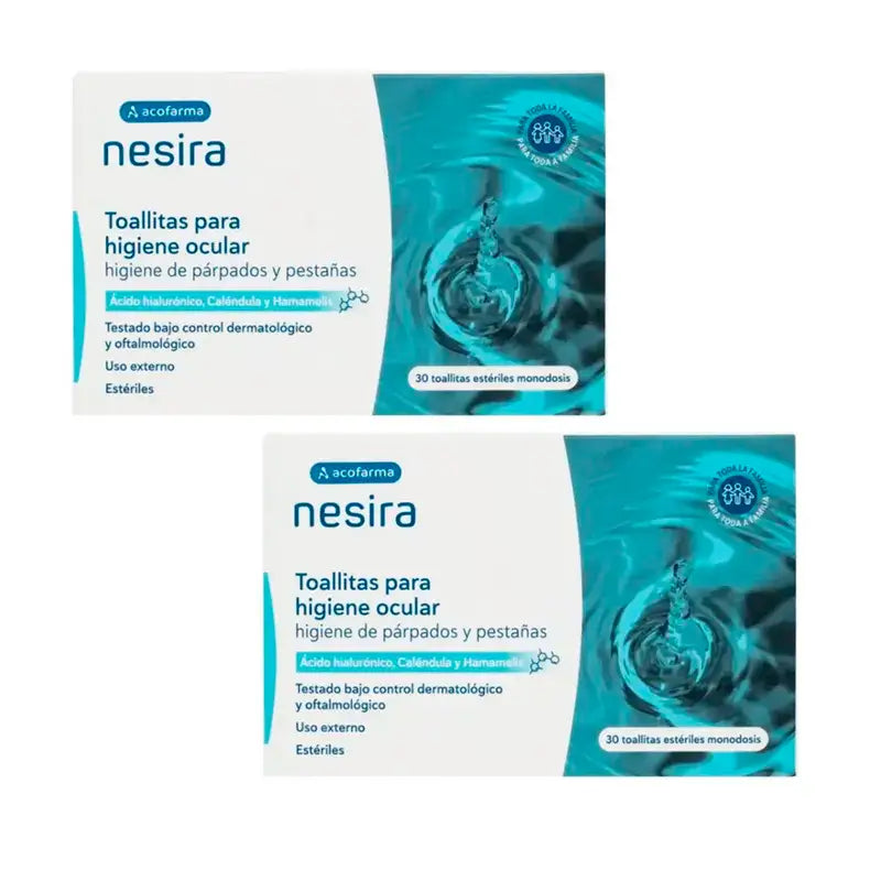 Nesira Eye Hygiene Wipes Pack, 2X 30 pcs., 60 pcs.