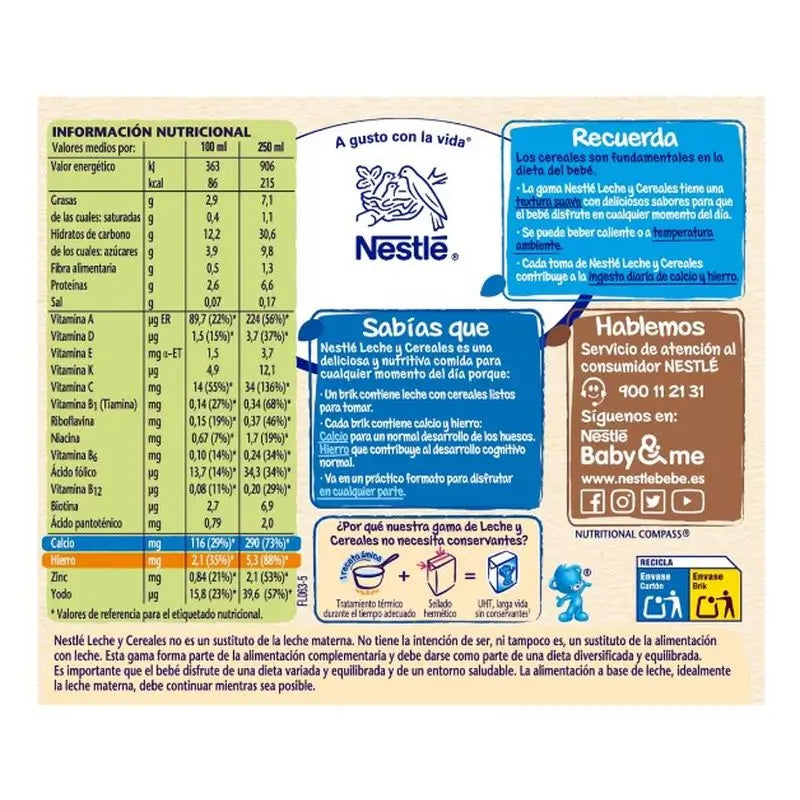 Nestlé Brik Milk & Cereals 8 Cereals Pajamas, 2X250 ml