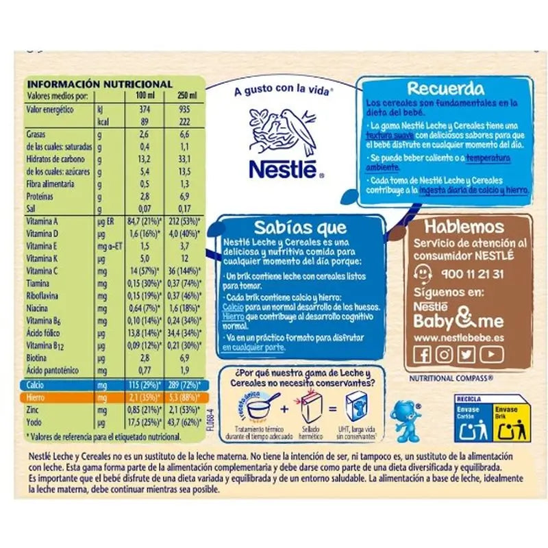 Nestlé Brik Milk & Cereals 8 Cereals with Maria Biscuit, 2X250 g