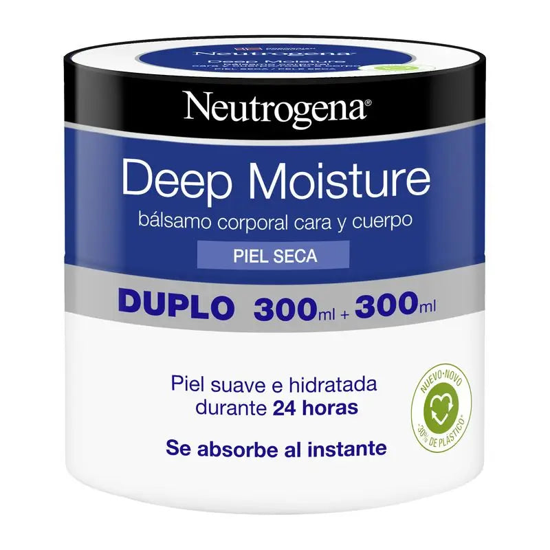 Neutrogena Deep Moisturising Body Balm Face & Body, Dry Skin, 2 Jars 300Ml