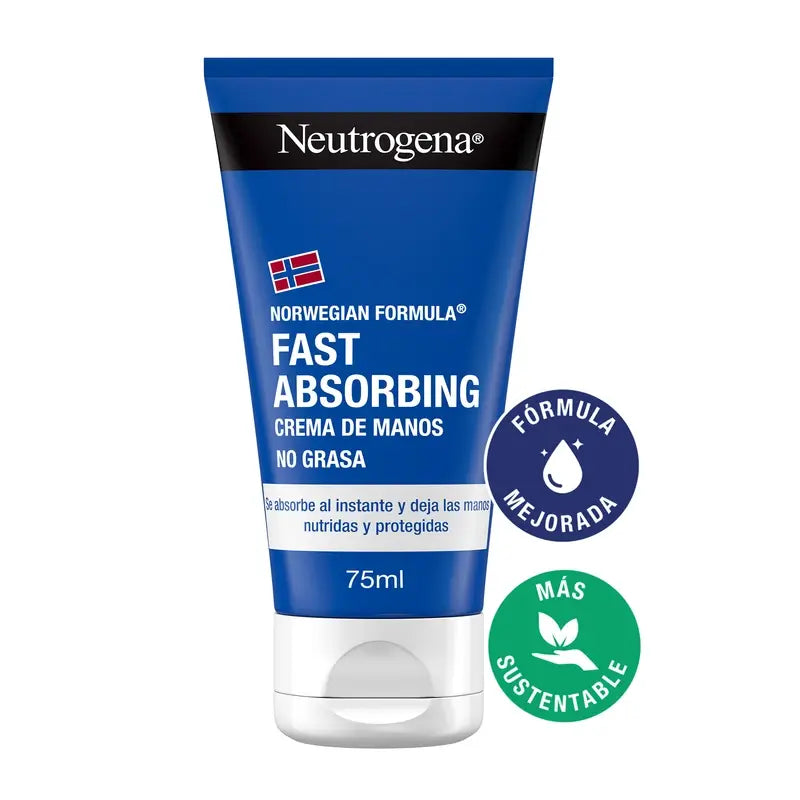 Neutrogena, Fast Absorbing Hand Cream, Crack Repairing, Norwegian Formula, For Dry Skin, 2 X 75Ml Pack