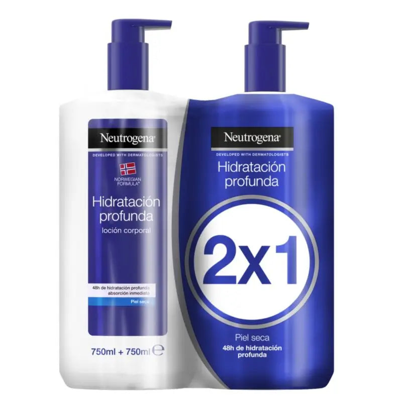 Neutrogena, Moisturising Body Cream, Norwegian Formula, For Dry Skin Day & Night 2 X 750 Ml Pack