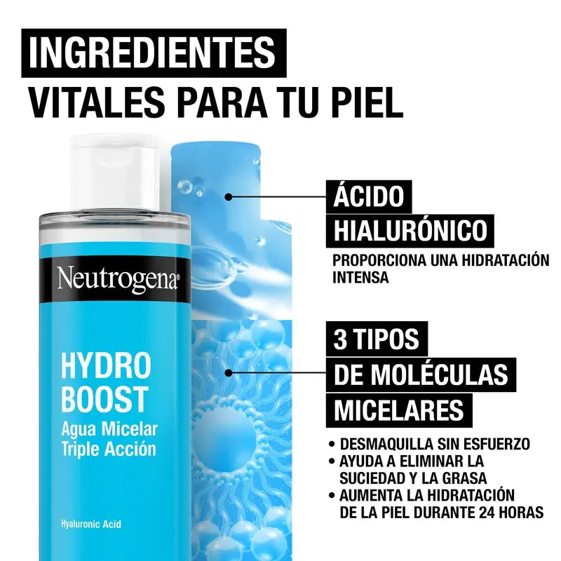 Neutrogena Hydro Boost Triple Action Micellar Water with Hyaluronic Acid, 400 ml