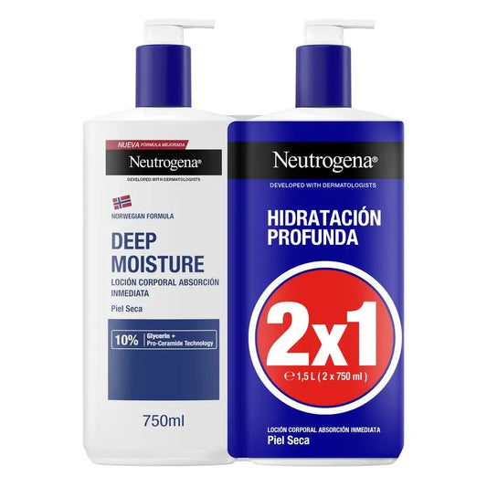 Neutrogena Norwegian Formula Deep Moisture Pack Immediate Absorption Lotion, 2 X 750 Ml