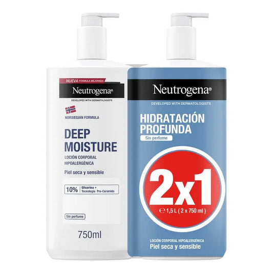 Neutrogena Norwegian Formula Deep Moisture Pack Hypoallergenic Body Lotion, 2 X 750 Ml