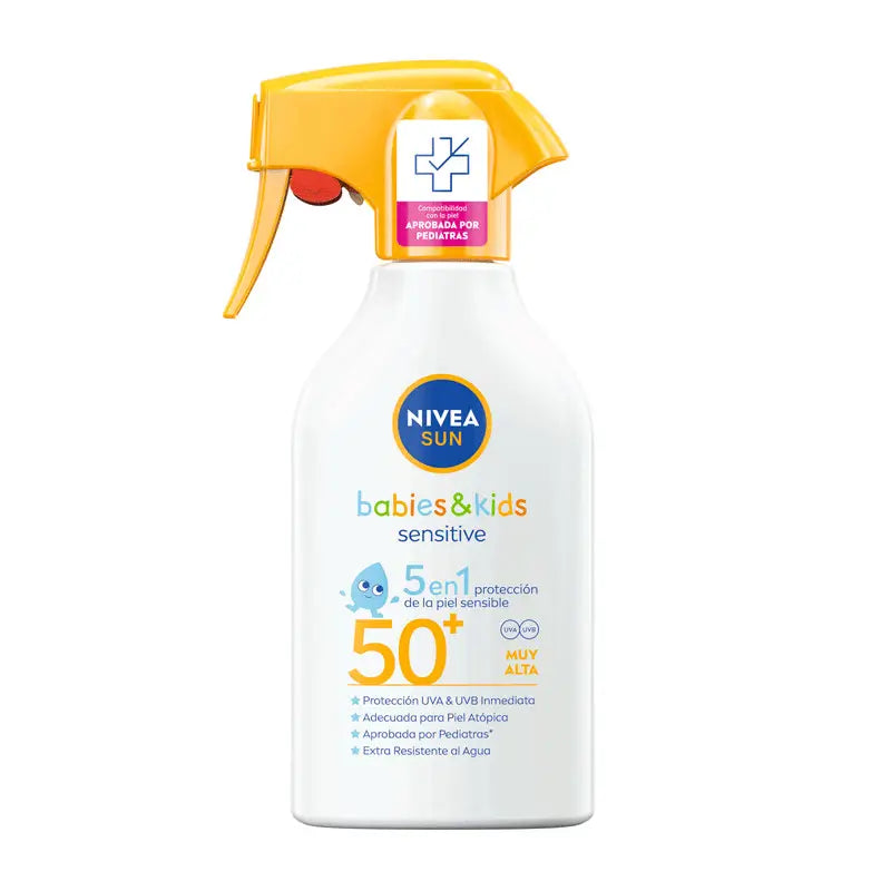 NIVEA Sun Bebés y Niños Sensitive Spray Solar SPF50+, 270 ml