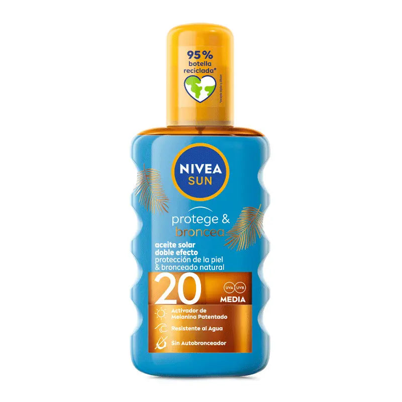 NIVEA Sun Fp20 Protege & Broncea Aceite Solar Activador del Bronceado, 200 ml