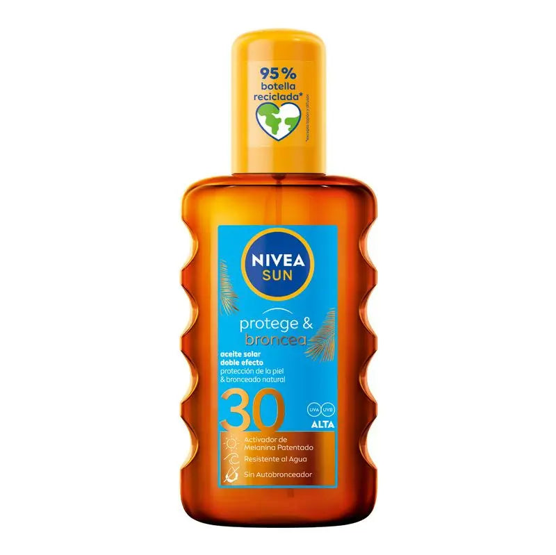 NIVEA Sun SPF30 Protege & Broncea Aceite Solar Activador del Bronceado, 200 ml