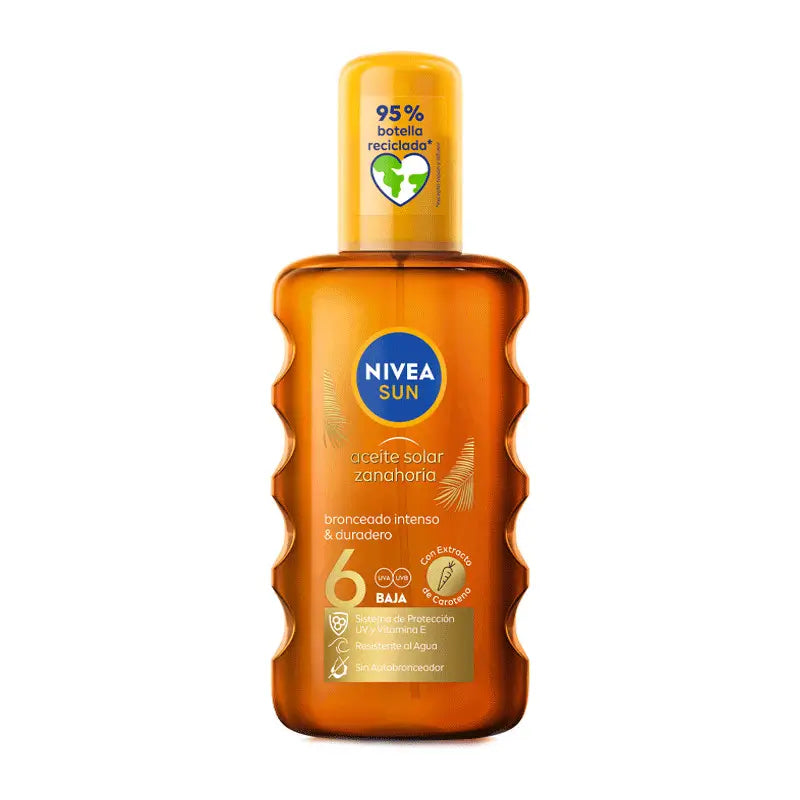 NIVEA Sun SPF6 Aceite Solar Zanahora en Spray, 200 ml