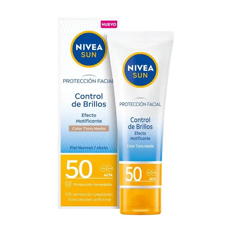 Nivea Sun Sun Protection Uv Shine Control Face Protection with Medium Tone Colour, 50 ml