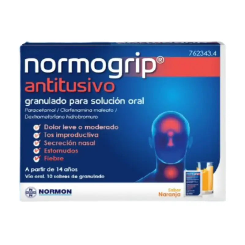 Normogrip Antitussive , 10 sachets granules for oral solution