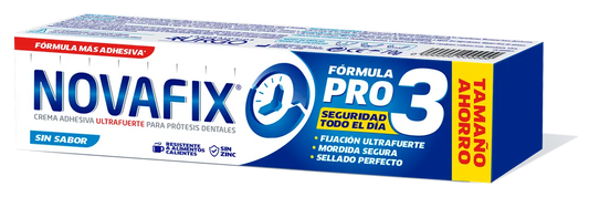 Novafix Fixatives Pro3 Flavourless - Adhesive Cream For Dentures - 70 G, 70 gr