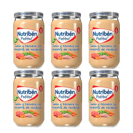 Nutriben Potito Ham & Beef with Vegetable Stew , 6 x 235 grams