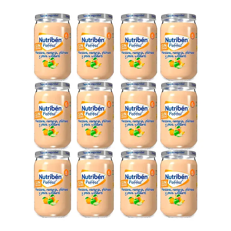 Nutriben Potito Apple, Orange, Banana & Pear Williams , 12 x 235 grams