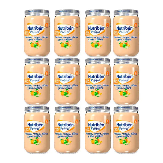 Nutriben Potito Apple, Orange, Banana & Pear Williams , 12 x 235 grams