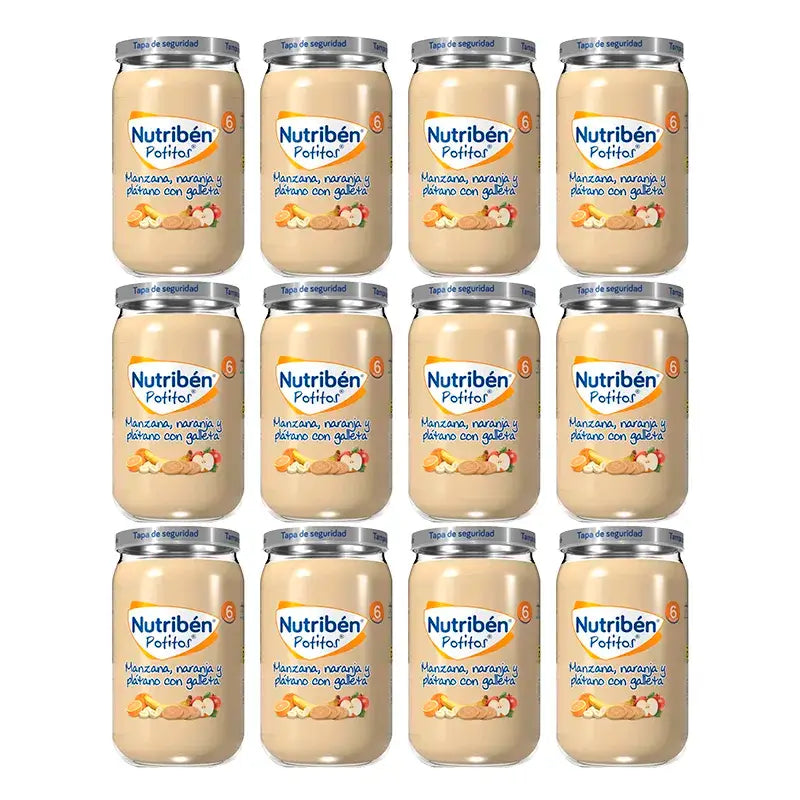 Nutriben Potito Apple, Orange And Banana With Biscuit , 12 x 235 grams