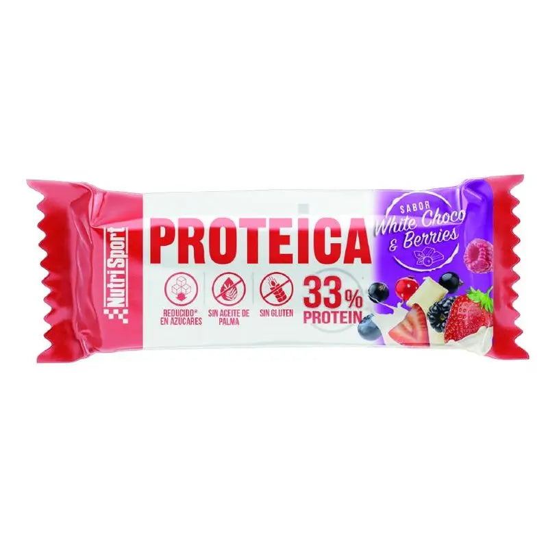 Nutrisport Protein Bar White Choco-Red Berries Box 24 units