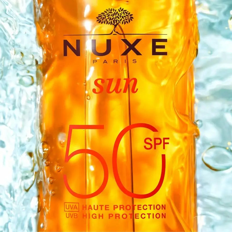 Nuxe Sun Aceite Bronceador para Rostro y Cuerpo Alta Protección SPF 50