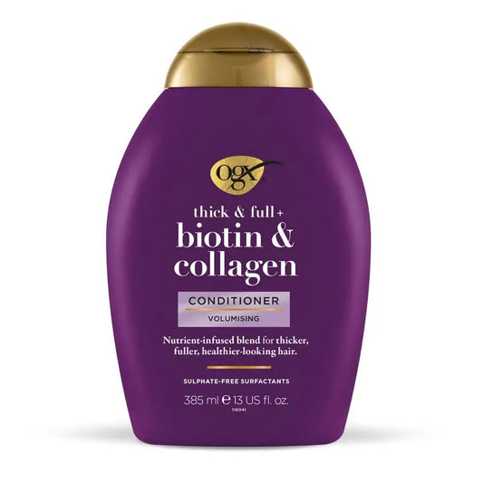 OGX Acondicionador sin Sulfatos, Biotina y Colágeno, Cabello Voluminoso y Saludable, 385 ml