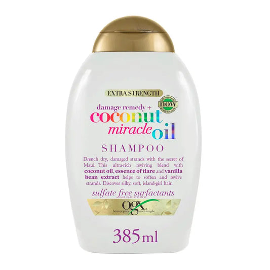 OGX Champú Coconut Miracle Oil, Repara y Revive, Cabellos Dañados, 385 ml