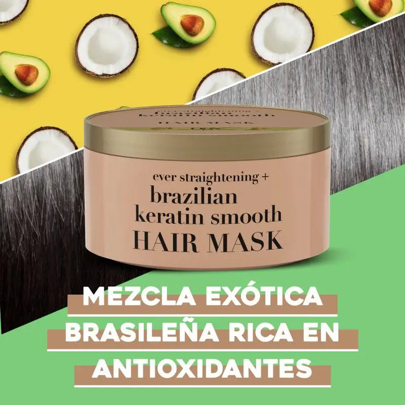 Ogx Mascarilla Keratina Brasil Liso, 300 ml