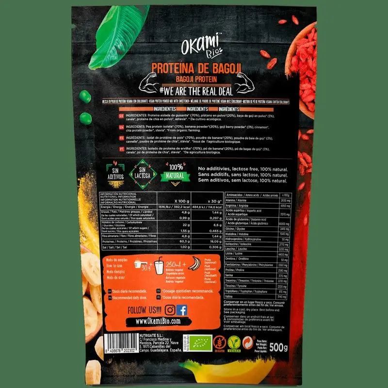 Okami Bio Pea-Banana-Goji Protein 500G Bio Sg Vegan