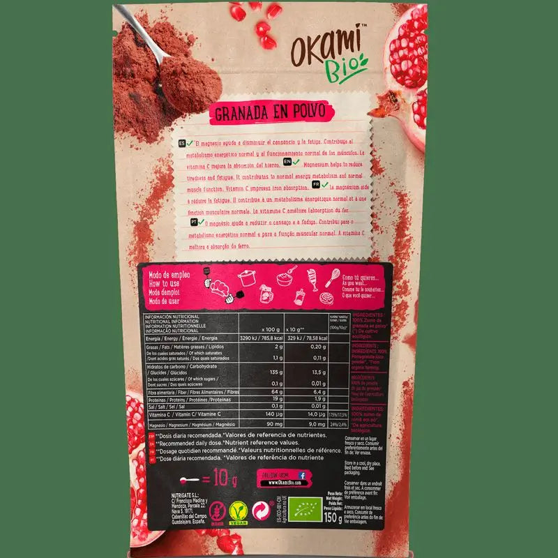 Okami Bio Pomegranate Juice Powder 150Gr Bio Sg Vegan